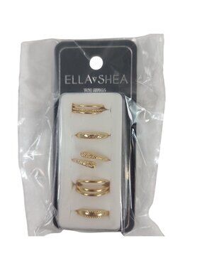 NEW Ella Shea 5-Pack Gold Toe Rings - Assorted Styles Adjustable Fit